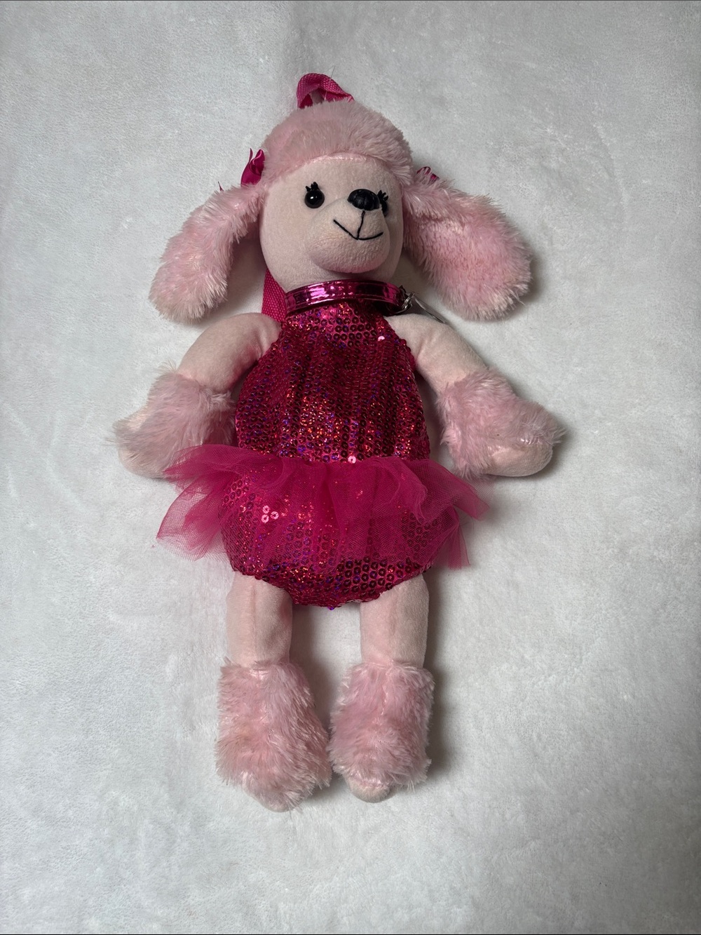 Pink Sequin Plush Poodle Kids Bag